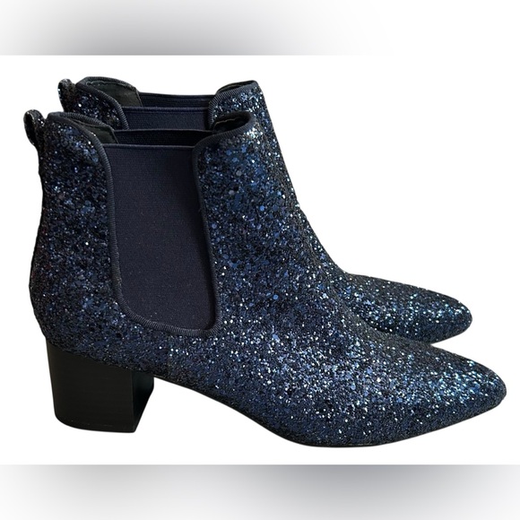 NWOB Forever 21 Blue Glittered Ankle Boots SZ 8 - Picture 1 of 5